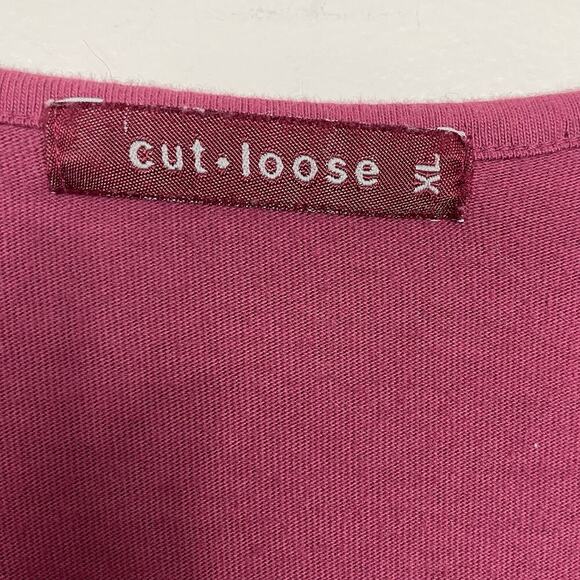 Cut Loose Tunic Top Women’s XL Burgundy Stretch Minimalist Lagenlook Pockets USA - Picture 3 of 10